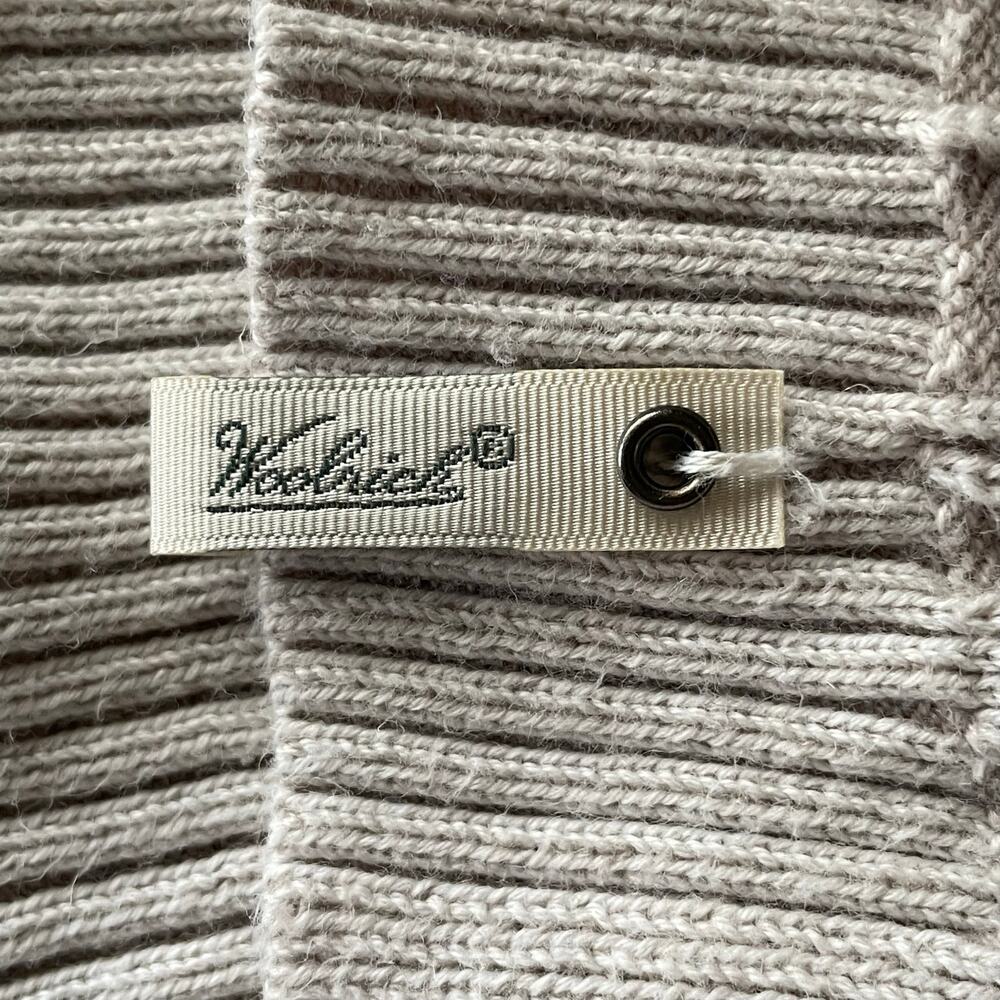 Woolrich Beige Multi-Texural Knit Fisherman's Sweater Women LARGE V-neck (flaw) - Picture 8 of 13